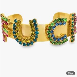 NEW TOVA F*%K Rhinestone Cuff in Gold